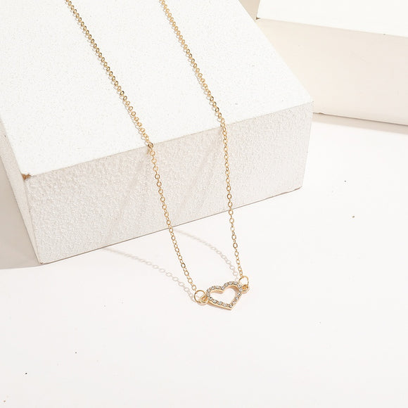 White Rhinestone Heart Pendant Necklace