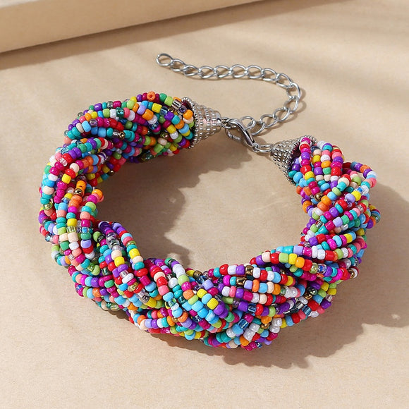 Rice Bead Bracelet with Silver End Caps
