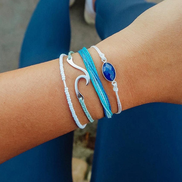 Sea Wave Gemstone Beaded Bracelet Set