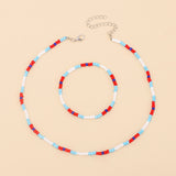 Multi Colored Beaded Necklace and Bracelet Set