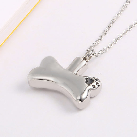 Dog Bone Paw Print Pendant Necklace