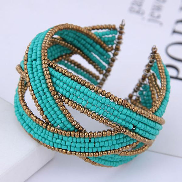 Seed Bead Woven Opening Cuff Bracelet