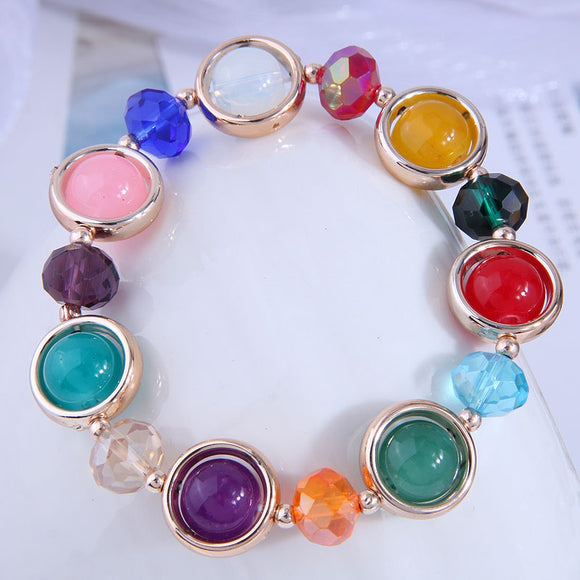 Multi Colored Acrylic Bead Bracelet