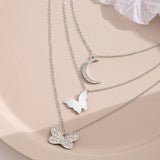 Three Layer Butterfly Pendant Necklace
