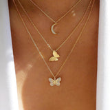 Three Layer Butterfly Pendant Necklace