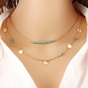 Double Layer Turquoise Bead Necklace