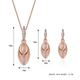 White Moonstone Marquise Shaped Pendant Necklace & Earring Set