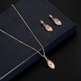 White Moonstone Marquise Shaped Pendant Necklace & Earring Set