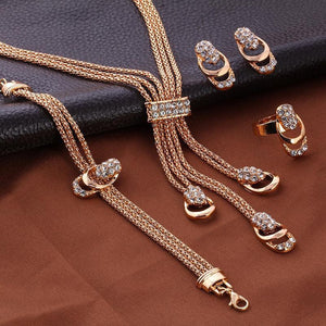 Gold w/ White Rhinestone 4 piece Set