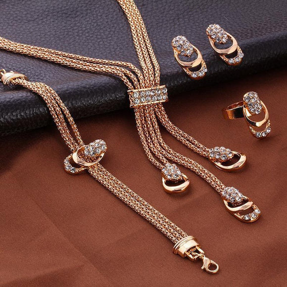 Gold w/ White Rhinestone 4 piece Set