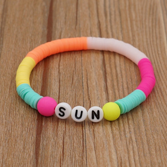 SUN Letter Clay Bead Bracelet