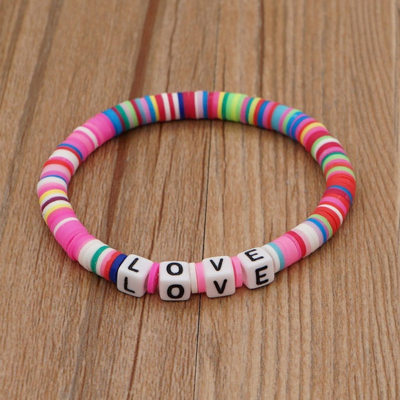 LOVE Letter Clay Bead Bracelet