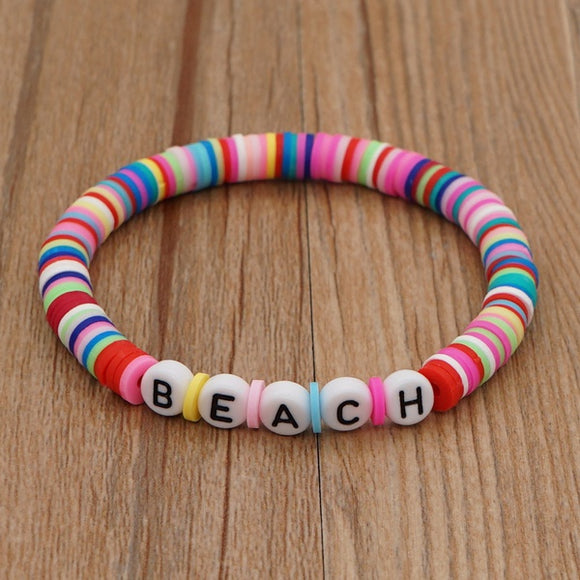 BEACH Letter Clay Bead Bracelet
