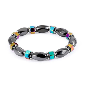 Gunmetal & Oil Spill Bead Stretch Bracelet
