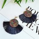 Boho Style Tassel Earring w/ Multi colored rhinestones