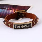 Forgiven-Leather wrap bracelet w brass detail