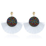 Boho Style Tassel Earring w/ Multi colored rhinestones